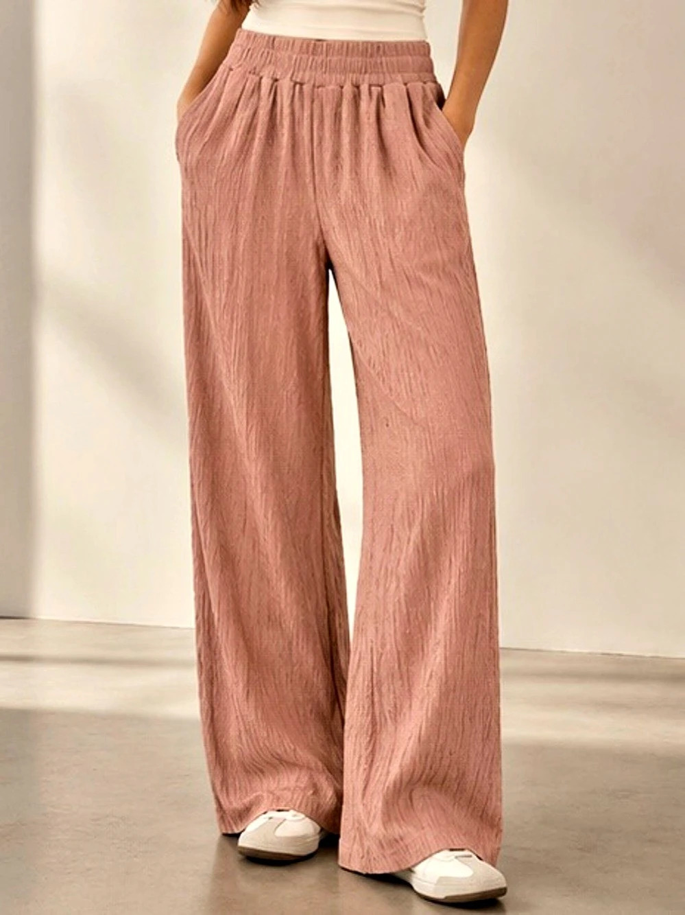 Casual Wide Leg Pants in Pink